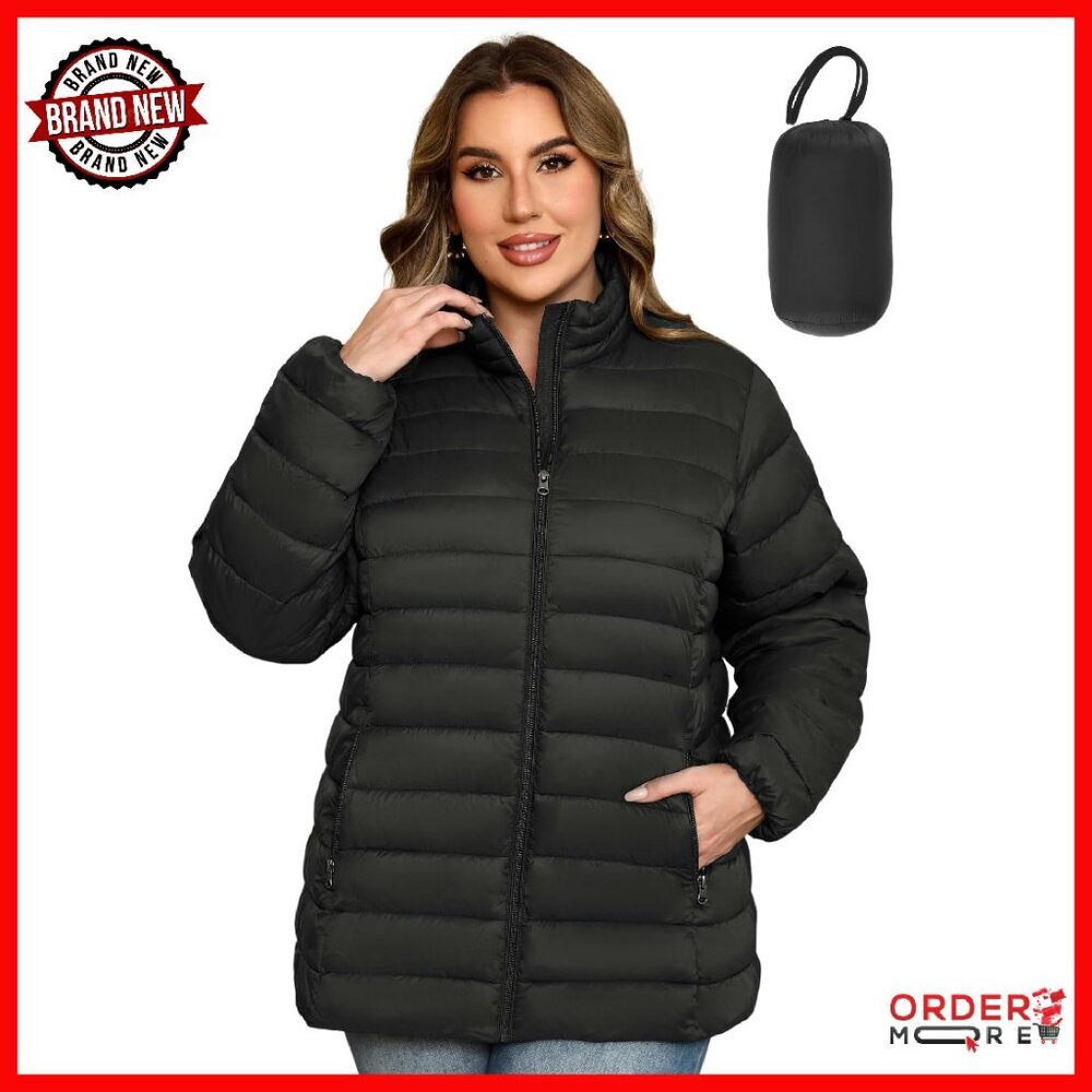 Plus Size Puffer Jacket Packable Lightweight Wint… - image 1